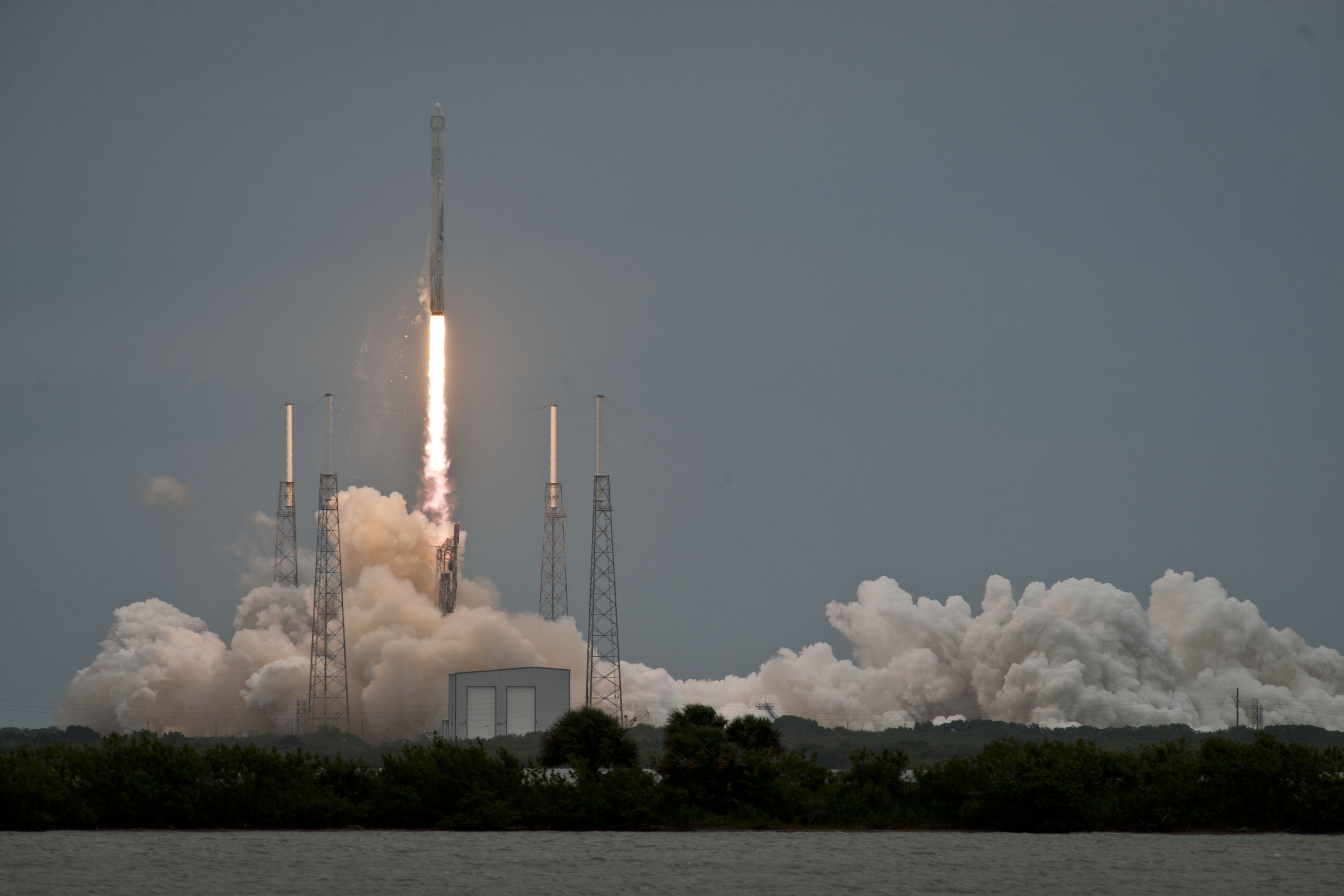 Falcon 9 rocket lifting off