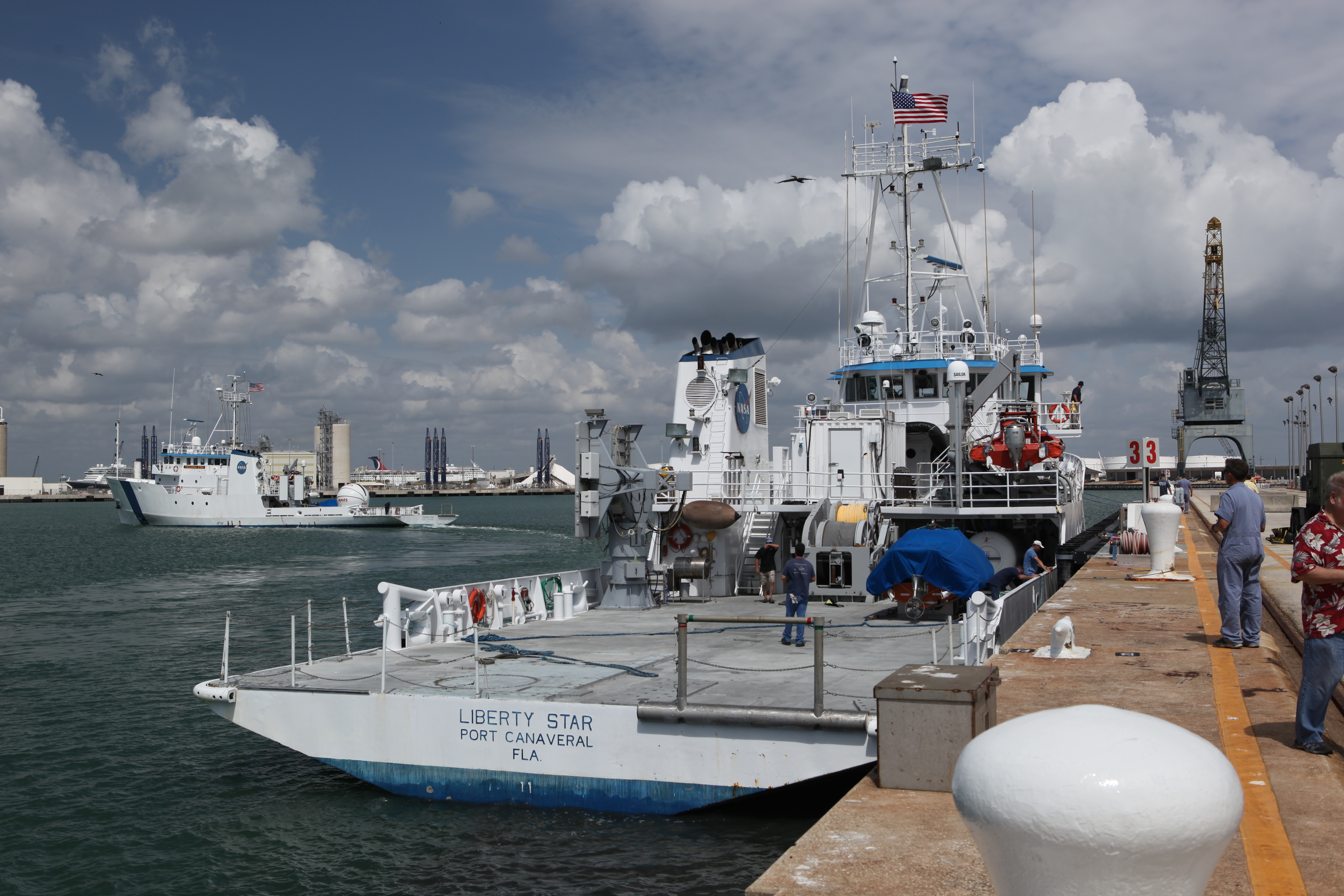SpaceX - Freedom Star and Liberty Star leave Port Canaveral to support launch